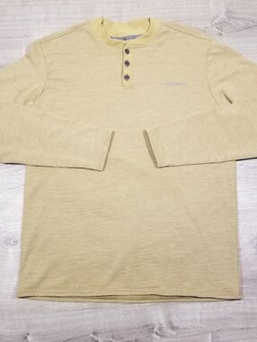 Voormi Mens Wool Blend 1/4 Button Henley Sweater Size XL Brown/Tan Outdoor